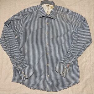 VTG Scotch & Soda Blue/White Striped Button-Up w/Pearl Snap‎ Cuffs | Some Flaws